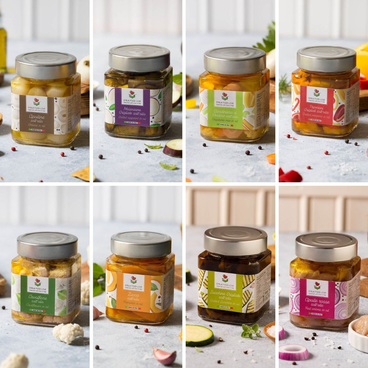 Vegetables in oil Tasting (8 pack) - EMILIA FOOD LOVE Selected with love in Italy